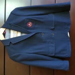 Abercrombie & Finch Navy Wool 3/4 Sleeve Fully Lined Blazer